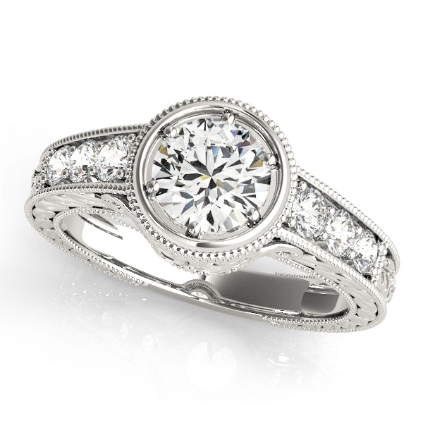 14K White Gold 2 ct tw Vintage Diamond Engagement Ring