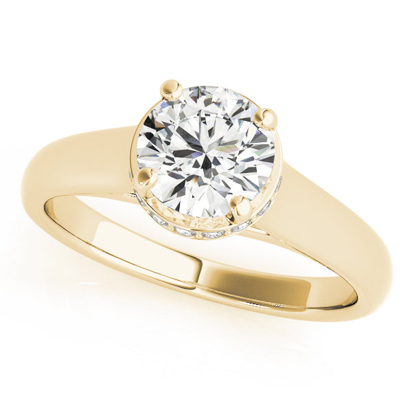 14K Yellow Gold 1 CT Round Diamond Engagement Ring