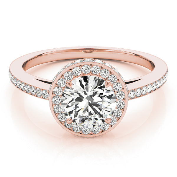 18K Rose Gold 1.5 ctw Diamond Halo Engagement Ring