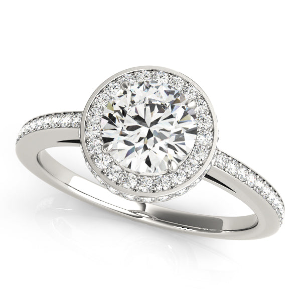 18K White Gold 1.5 ctw Round Diamond Halo Engagement Ring