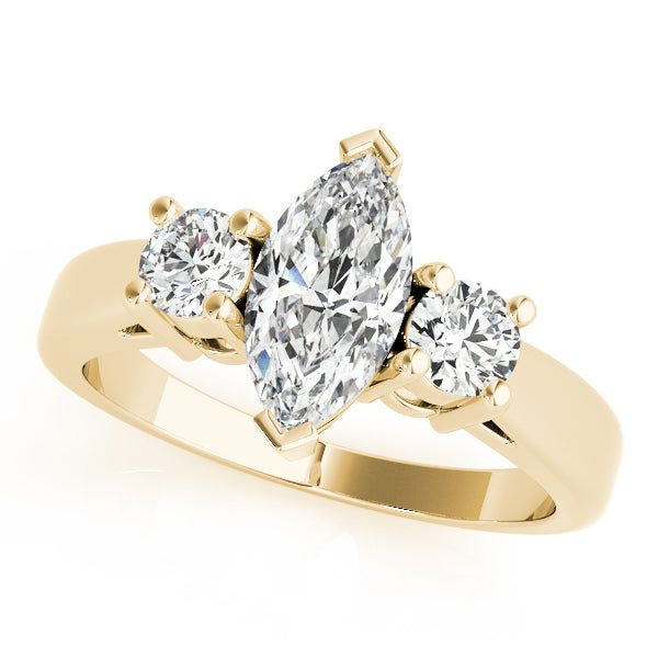 14K Yellow Gold Marquise Diamond Fashion Ring