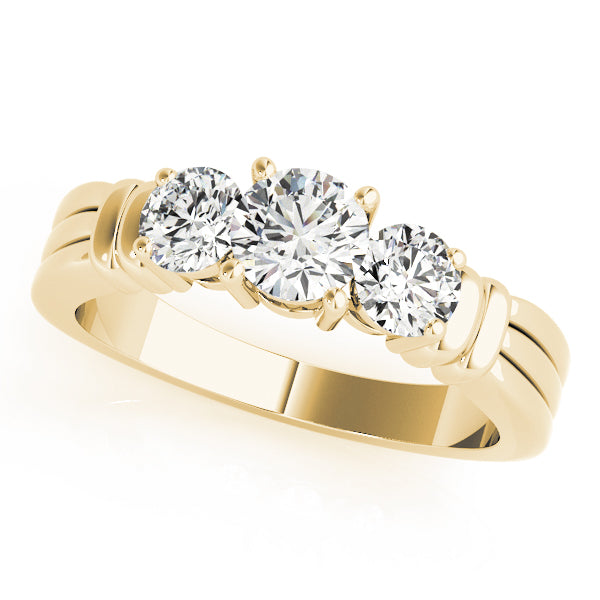14K Yellow Gold 1 CT Diamond Three-Stone Engagement Ring