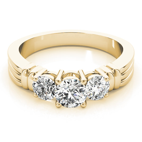14K Yellow Gold 1 CT Diamond Three-Stone Engagement Ring