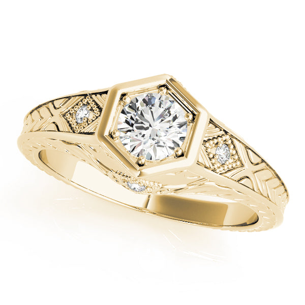 18K Yellow Gold Vintage Diamond Engagement Ring 0.375ctw