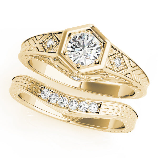 18K Yellow Gold Vintage Diamond Engagement Ring 0.375ctw