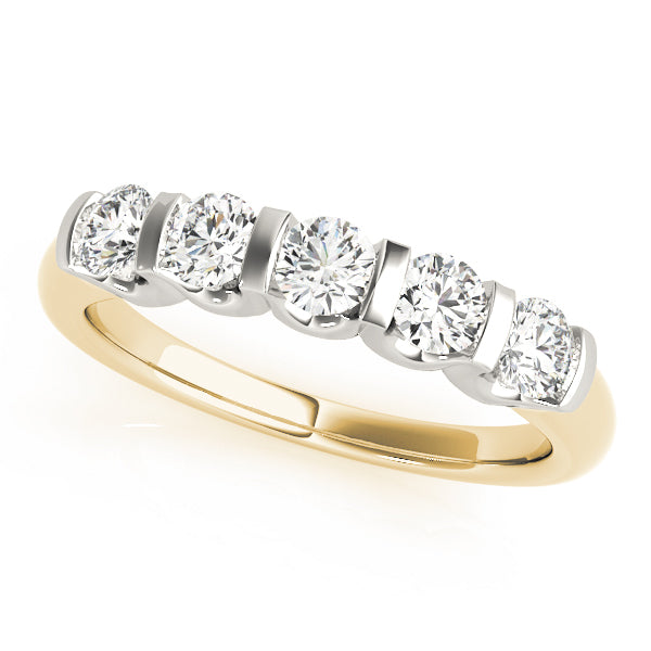 18K Yellow Gold 5-Stone Diamond Wedding Ring