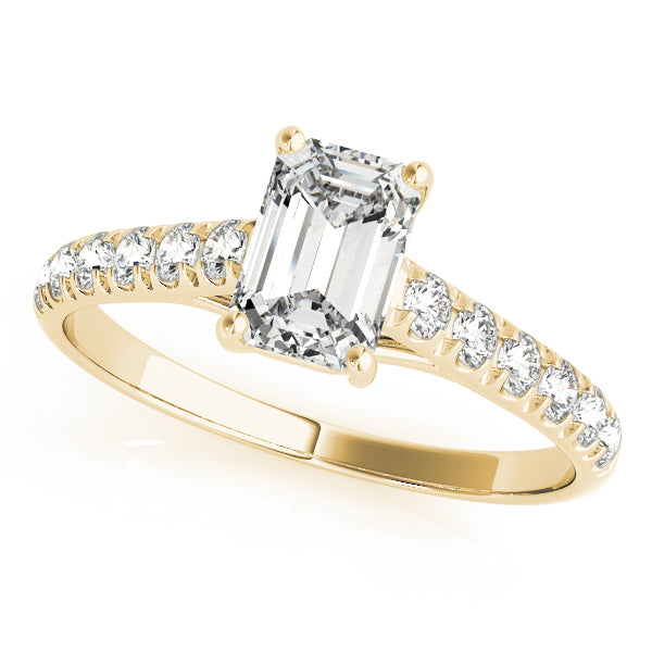 18K Yellow Gold Emerald Diamond Engagement Ring