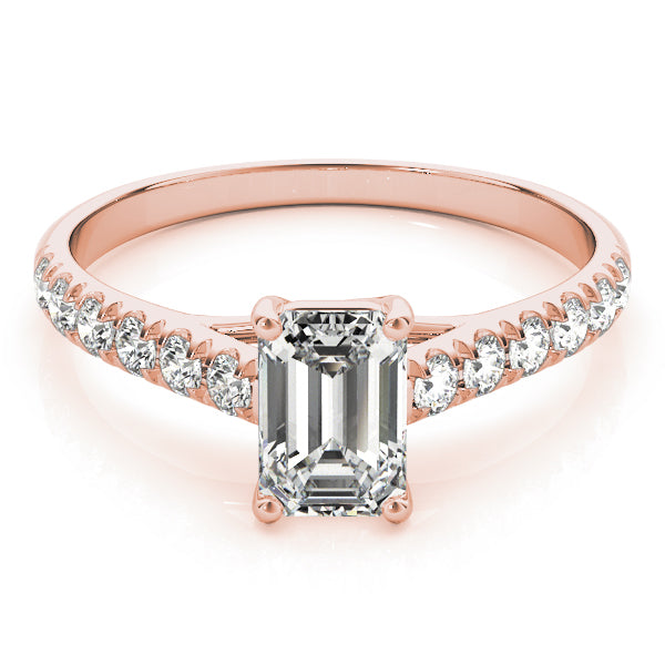 14K Rose Gold Emerald Diamond Engagement Ring