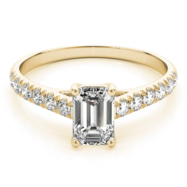 18K Yellow Gold Emerald Diamond Engagement Ring