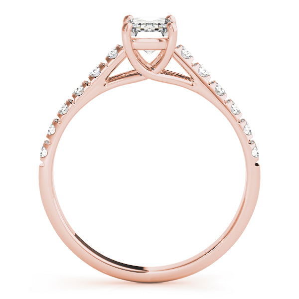 14K Rose Gold Emerald Diamond Engagement Ring