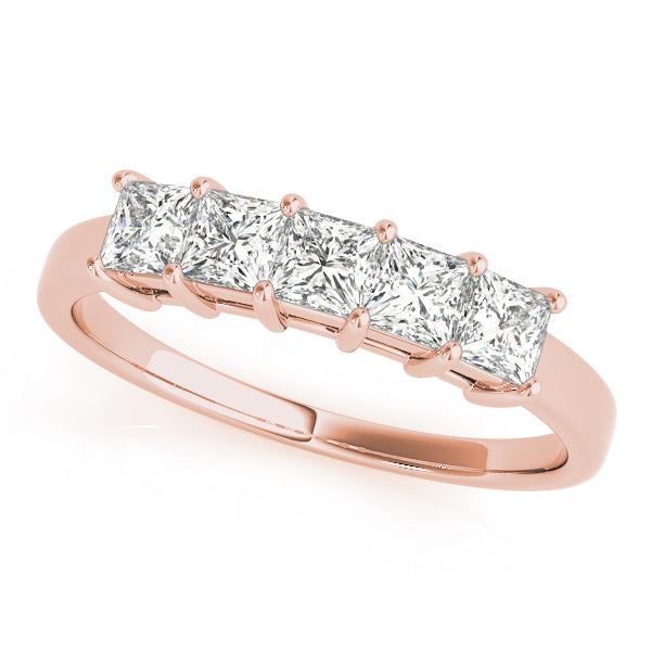 18K Rose Gold Square Diamond Wedding Ring
