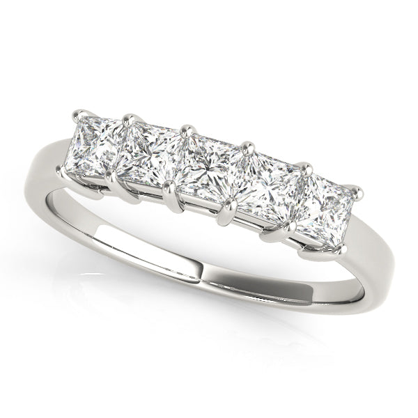 14K White Gold Square Diamond Wedding Ring