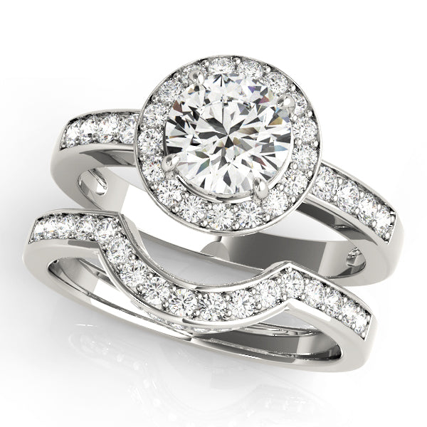 Platinum 1 CT Round Diamond Halo Engagement Ring