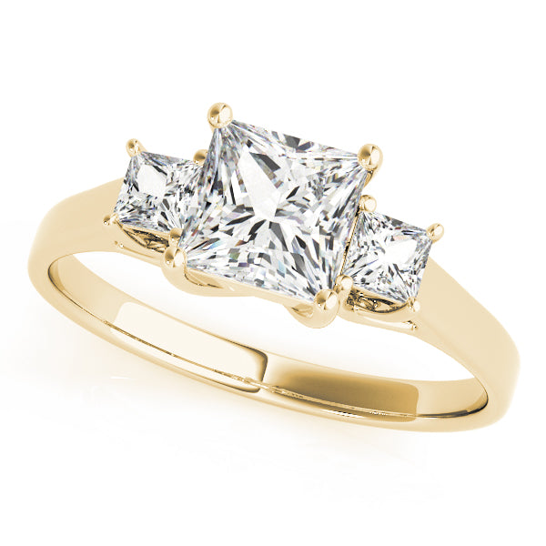 14K Yellow Gold 1 CT Square Diamond Engagement Ring