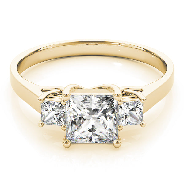 14K Yellow Gold 1 CT Square Diamond Engagement Ring