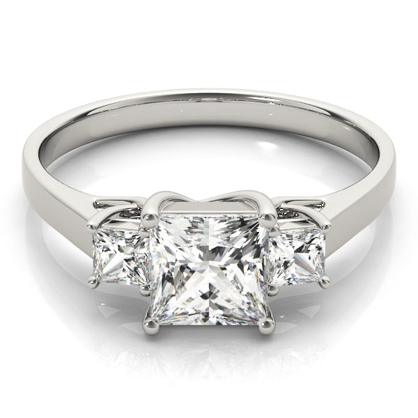 18K White Gold 1 ct Diamond Three-Stone Engagement Ring