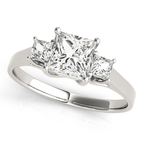 18K White Gold 1 ct Diamond Three-Stone Engagement Ring