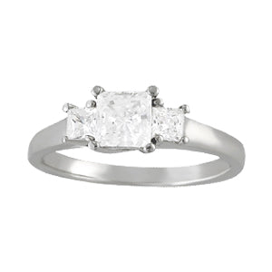14K White Gold 0.89 ctw Square Diamond Engagement Ring