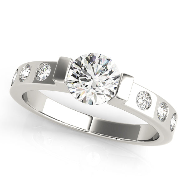 18K White Gold 1 CT Round Diamond Engagement Ring