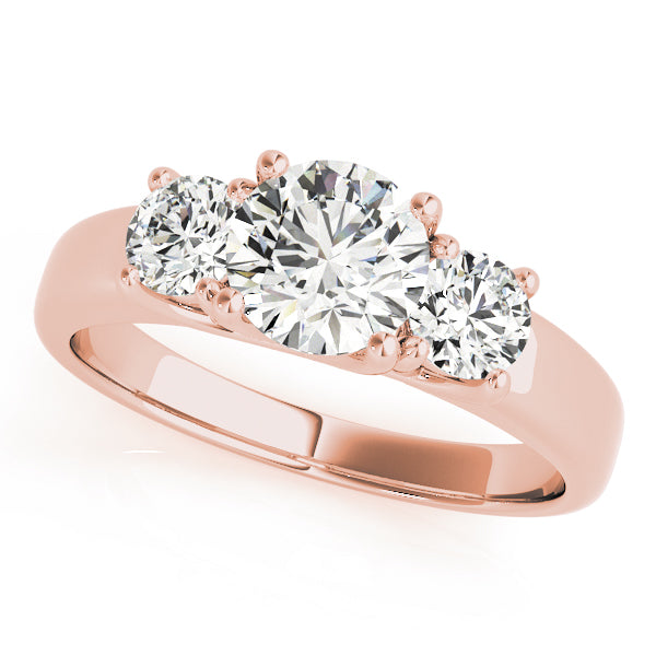 18K Rose Gold 1 ct Diamond Three-Stone Engagement Ring