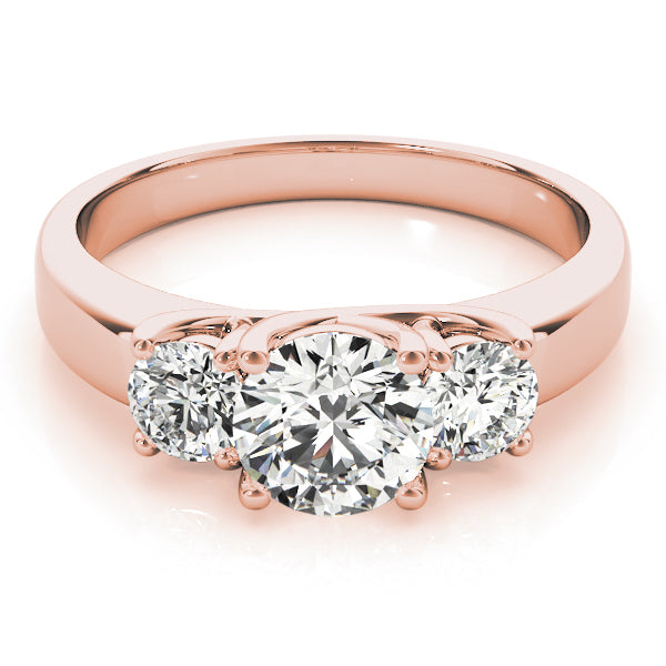 18K Rose Gold 1 ct Diamond Three-Stone Engagement Ring