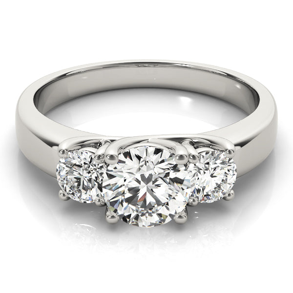 Platinum 1 ct Round Diamond Three-Stone Ring