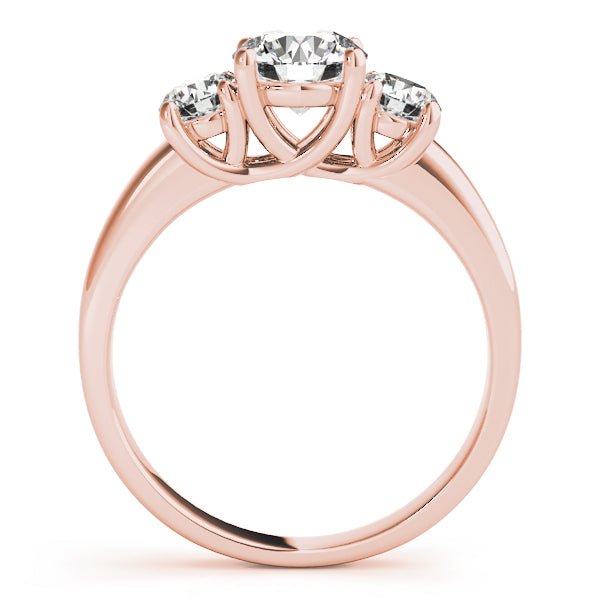 18K Rose Gold 1 ct Diamond Three-Stone Engagement Ring