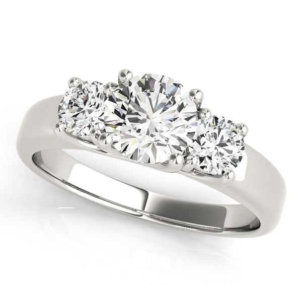 Platinum 1 ct Round Diamond Three-Stone Ring