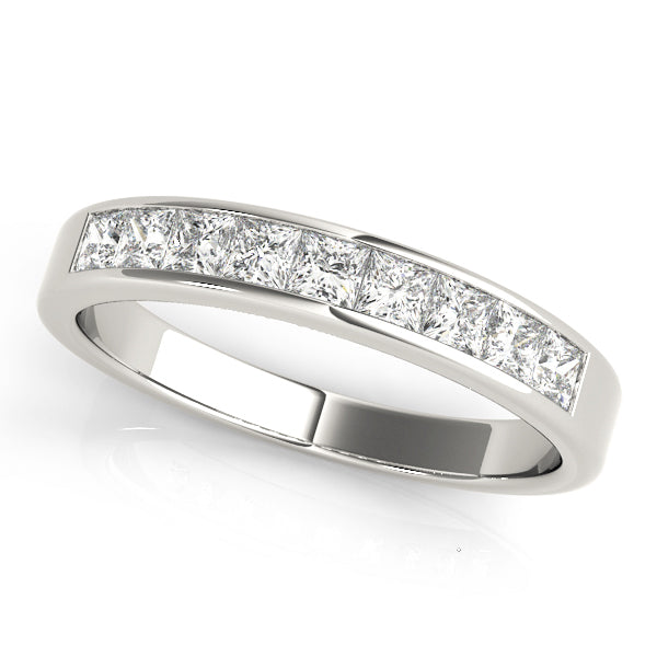 18K White Gold Square Diamond Wedding Ring