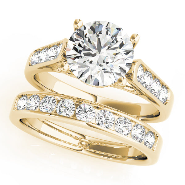14K Yellow Gold Diamond Trellis Engagement Ring 1.38ctw