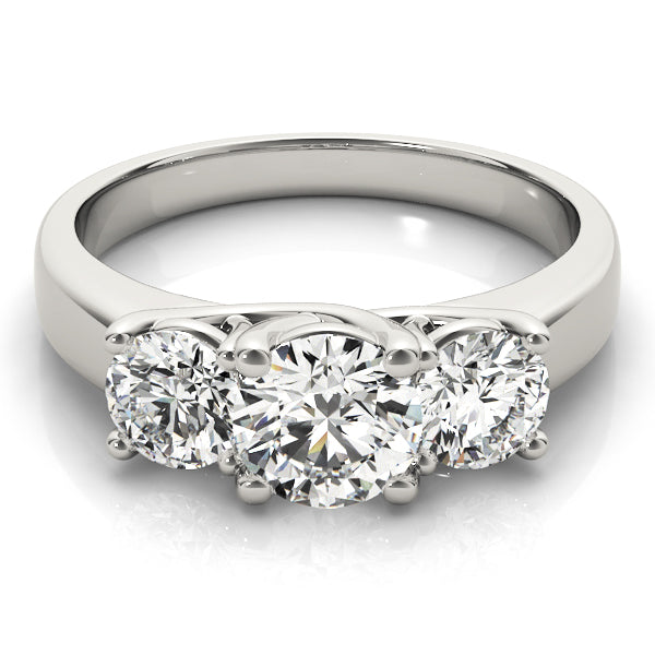 Platinum 1 ct Round Diamond Three-Stone Engagement Ring