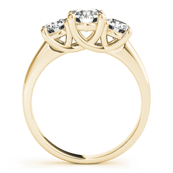 14K Yellow Gold 1ct Round Diamond Three-Stone Ring