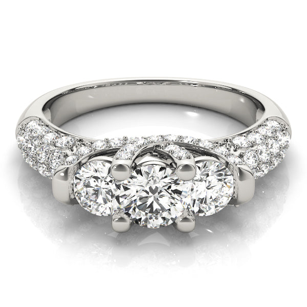 Platinum 1 CT Round Diamond Three-Stone Engagement Ring
