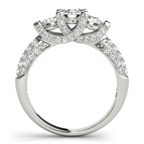 18K White Gold 1 CT Round Diamond Three-Stone Ring