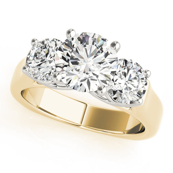 14K Yellow Gold 1 CT Diamond Three-Stone Engagement Ring