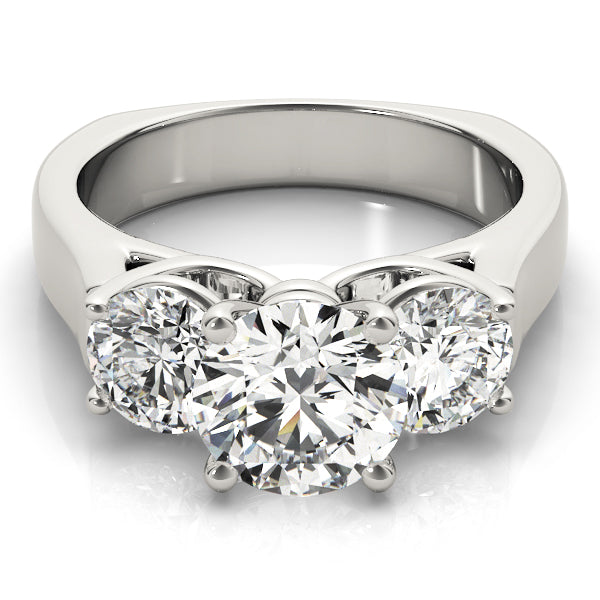 Platinum 1 ct Round Diamond Three-Stone Engagement Ring
