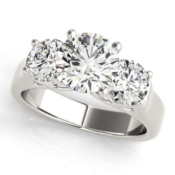 Platinum 1 ct Round Diamond Three-Stone Engagement Ring