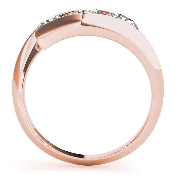 14K Rose Gold 1 ct Round Diamond Three-Stone Ring