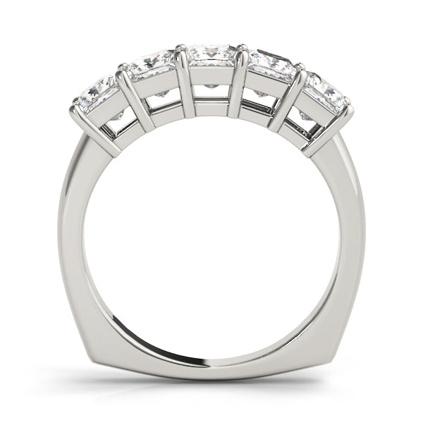 18K White Gold Square Diamond Wedding Ring