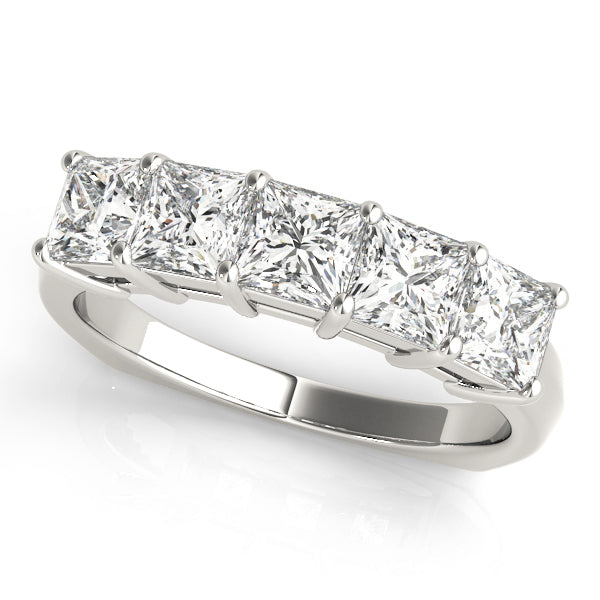 14K White Gold Square Diamond Wedding Ring