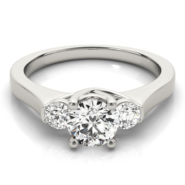 18K White Gold 1 CT Diamond Three-Stone Engagement Ring