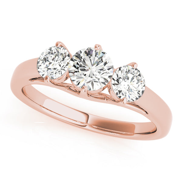 Rose Gold 0.5 CT Round Diamond Three-Stone Engagement Ring