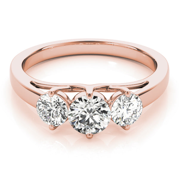 Rose Gold 0.5 CT Round Diamond Three-Stone Engagement Ring