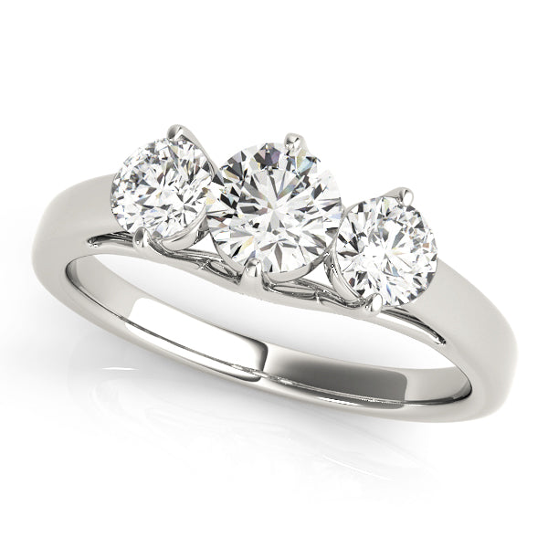 18K White Gold 1/2 CT Diamond Three-Stone Engagement Ring