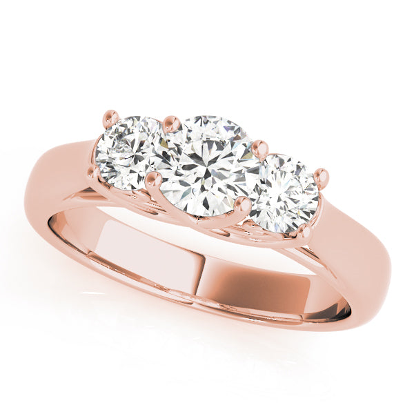 18K Rose Gold 1 ct Diamond Three-Stone Engagement Ring