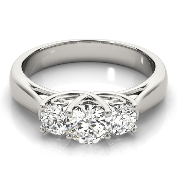 Platinum 1 ct Round Diamond Three-Stone Engagement Ring
