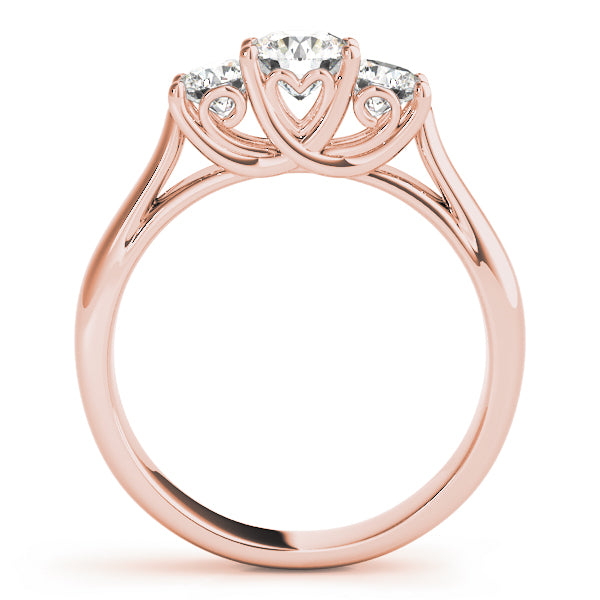 18K Rose Gold 1 ct Diamond Three-Stone Engagement Ring