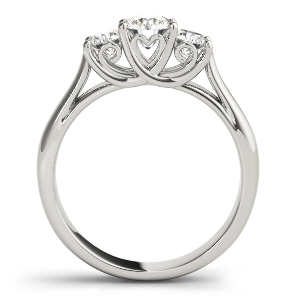 18K White Gold 1 ct Diamond Three-Stone Engagement Ring