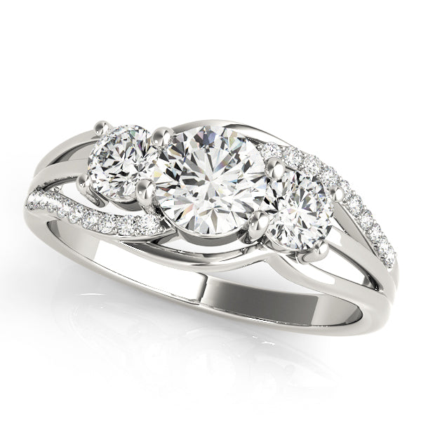 18K White Gold 1 ct Diamond Three-Stone Engagement Ring