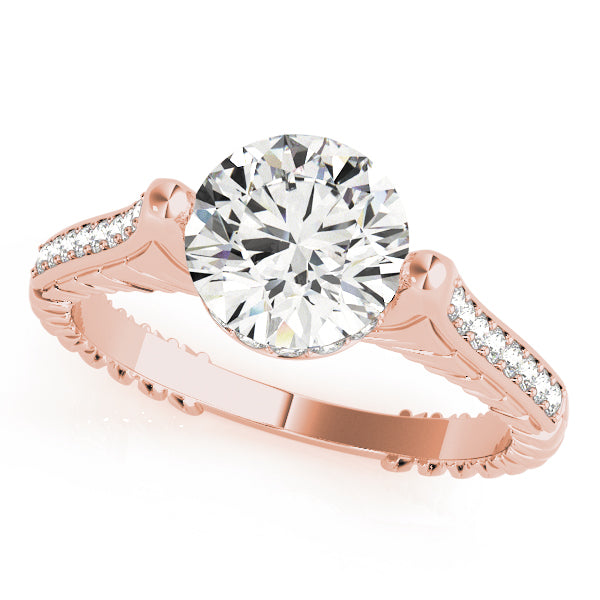 18K Rose Gold 1 CT Diamond Vintage Engagement Ring
